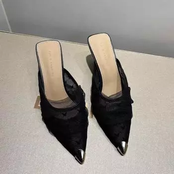 большой бренд дизайнерские женские сексуальные модные женские тапочки с острым носком на шпильках для вечеринок на высоком каблуке летние женские тапочки 35