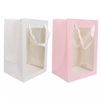 Большой бумажный мешок для конфет с открытым окном, бумажные подарочные пакеты для вечеринок на Рождество, дни рождения, сувенирные пакеты White