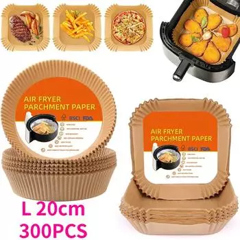 Большой бумажный вкладыш для аэрофритюрницы 23 см, квадратный/круглый, маслостойкий, одноразовый пергамент, специальный бумажный противень, коврик для выпечки, аксессуары для аэрофритюрницы 50Pcs 20cm Square