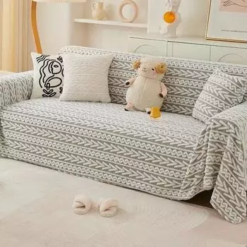 Большой чехол для дивана с защитой от кошачьих царапин, зимнее плюшевое полотенце для дивана в стиле Ins, сплошное цветное одеяло с полным покрытием, полное покрытие 180x130cm
