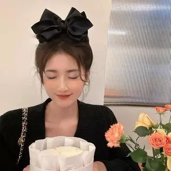 Большой черный бант из атласа, заколка для волос, элегантная нескользящая, сильная фиксация, зажим для волос, головной убор для женщин и девочек, аксессуары для волос