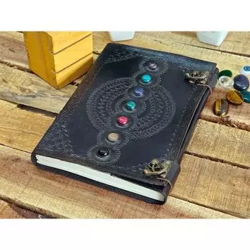 Большой черный кожаный журнал ручной работы из севанского камня, блокнот для написания заклинаний, 10 x 13 in чёрный