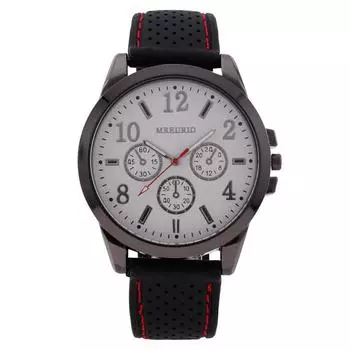 Большой циферблат, силиконовая лента с тремя ушками, спортивные мужские часы, мужские кварцевые часы, обработка на заказ