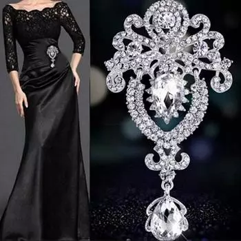 Большой цветок свадебной красоты брошь Pin Rhinestone Jewelry Шарм для женщин партии