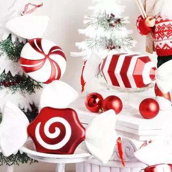 Большой елочный шар, красная конфета, подвески на елку, Decoraes de Ano Novo, Natal Presente, 4шт, 2024 г. L