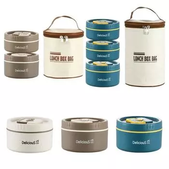 Большой емкости изолированный пищевой контейнер многослойный ланч-бокс с сумкой для хранения обедов вне дома Brown-1pc 400ml Lunch Box