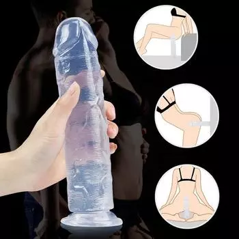 Большой фаллоимитатор, супер мягкий прозрачный фаллоимитатор, реалистичный силиконовый мужской пенис, женский мастурбатор, секс-игрушка для взрослых, вагинальный оргазм, игрушки для взрослых 23