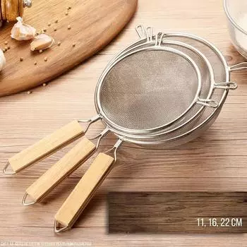 Большой фильтр-дуршлаг из нержавеющей стали с деревянной ручкой, двухухий, ложка для жарки, бытовая кухонная утварь, сетка для лапши, дуршлаг One Size