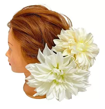 Большой георгин Белый георгин Японский стиль Украшение для волос Головной убор Свадьба Церемония совершеннолетия Выпускной Хакама Платье Фурисодэ Свадебная свадьба белый