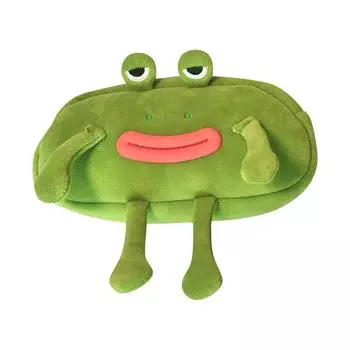 Большой глазчатый пенал плюшевый забавный милый большой рот большой емкости высокий внешний вид студенческая канцелярская сумка One Size зелёный