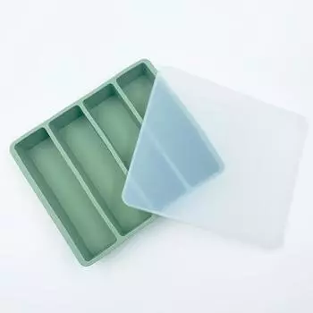 Большой и длинный лоток для льда, силиконовый контейнер для заморозки с палочками и крышкой для виски, бутылок с водой, остатков еды и выпечки зелёный