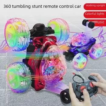 Большой игрушечный самосвал с дистанционным управлением: Трюковой автомобиль с фарами, музыкой, зарядкой через USB и возможностями для бездорожья 1 lithium battery (30 mins) + remote battery