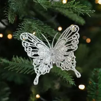 Большой искусственный блестящий рождественский цветок, подвесные пайетки, имитация рождественского цветка, выдолбленный реалистичный