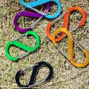 Большой карабин из алюминиевого сплава типа S с замком, большой размер, крючок для брелока, противоугонный, для кемпинга, рюкзака, пряжка, ключ-замок, инструмент