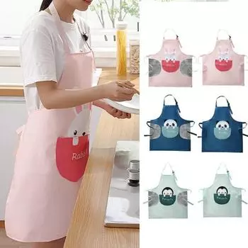 Большой карманный регулируемый сарафан для выпечки, отличный бытовой сарафана с милым принтом панды, протираемый вручную зелёный