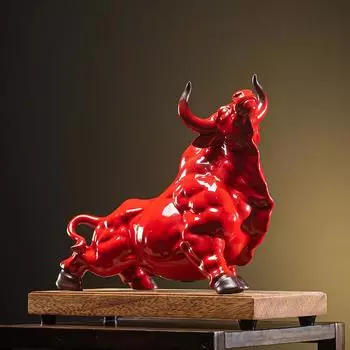 Большой керамический бык, символ новогодних украшений, креативные фигурки коров, приносящие удачу по фен-шуй, декор рабочего стола для домашнего офиса, новый светло-серый