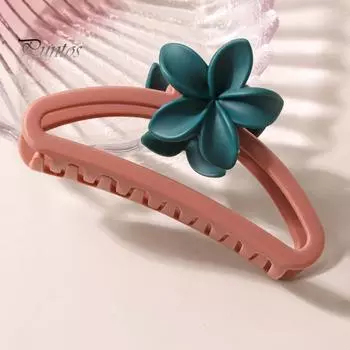 Большой коготь для волос с матовой текстурой, цветочный декор, полукруг, полая, большая заколка в форме акулы, заколка для волос с сильным захватом, заколка для волос на затылке темный кофе