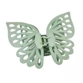 Большой коготь для волос с прочной ручкой, двухслойная заколка для волос в форме бабочки, противоскользящие зубы, зажим для хвоста, коготь для волос на затылке зелёный