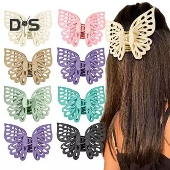 Большой коготь для волос с прочной ручкой, двухслойная заколка для волос в форме бабочки, противоскользящие зубы, зажим для хвоста, коготь для волос на затылке зелёный