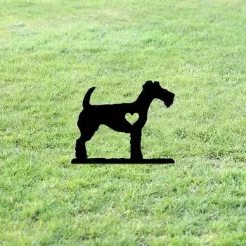 Большой колышек для садовой собаки шнауцера, железный силуэт, металлический знак для двора, украшение двора и сада на открытом воздухе светло-серый