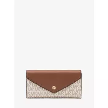 БОЛЬШОЙ КОНТИНЕНТАЛЬНЫЙ КОШЕЛЕК MICHAEL KORS JET SET TRAVEL КОНТИНЕНТАЛЬНЫЙ MK SIGNATURE 35F3GTVE7B150 ВАНИЛЬ F