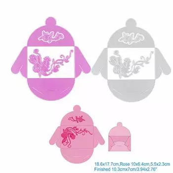 Большой конверт с розой, рамка для резки, металлический трафарет, сделай сам, скрапбукинг, альбом, бумажная карта, тиснение, ремесленный декор, художественная высечка, коробка