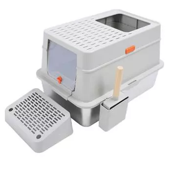 Большой кошачий туалет из нержавеющей стали, устойчивый к брызгам, с защитой от протекания мочи, закрытый кошачий туалет с S