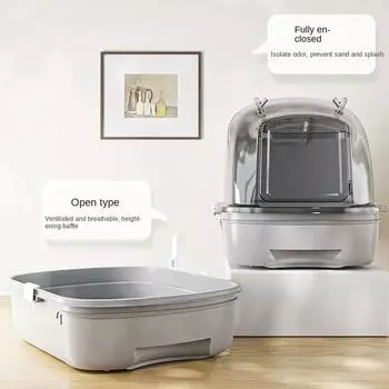 Большой кошачий туалет, полностью закрытый туалет для кошек, удобный ящик, песочница для кошек, прозрачная видимая клетка для кошек