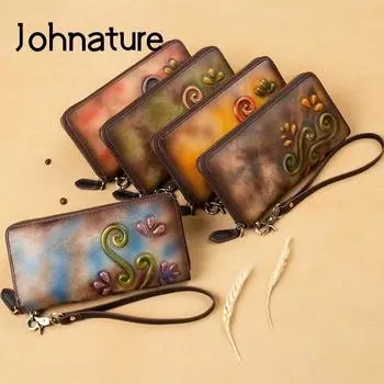 Большой кошелек-клатч из натуральной кожи на молнии, длинные ручные кошельки, держатель для карт, кошелек из воловьей кожи ручной работы синий