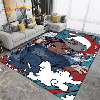 Большой ковер с мультяшным убийцей демонов, ковер для гостиной, украшение детской комнаты, детский нескользящий напольный коврик для игр 40x60cm