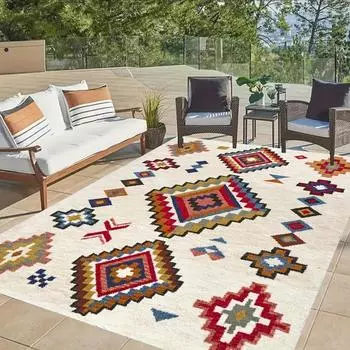 Большой ковер в марокканском племенном стиле, нескользящий ковер, полиэстеровый ковер, пригодный для ручной стирки, для гостиной, спальни, декоративный напольный коврик 40 x60cm