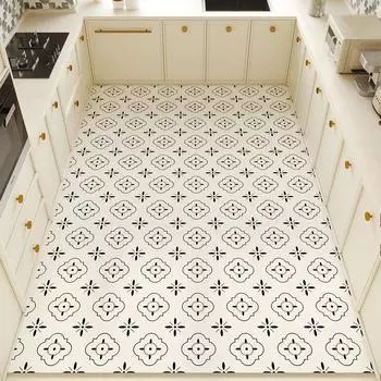 Большой коврик для пола из ПВХ-кожи для кухни, водонепроницаемый ковер, противоскользящий, маслостойкий коврик для ног, ковер для украшения дома 50x80cm