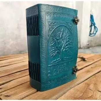 Большой кожаный журнал «Древо жизни» ручной работы на 600 страниц, дневник, большая книга о дереве 10 x 7 in синий