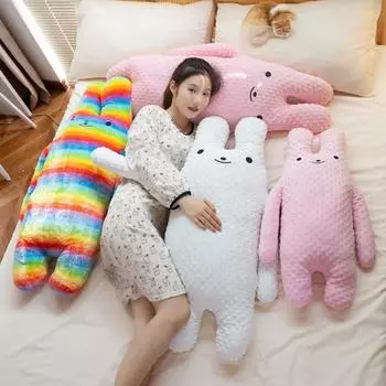 Большой кролик плюшевая игрушка с длинными руками и ногами кролик плюшевая мягкая игрушка животное комфорт кукла подушка для дома офис спальня украшение для детей взрослых подарок на день рождения L разноцветный