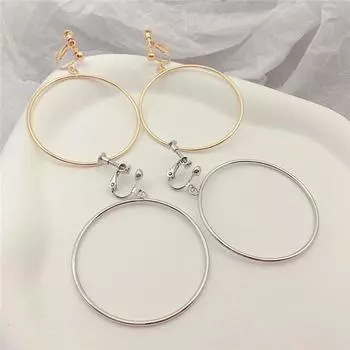 Большой круглый безболезненный винтовой зажим для ушей без пирсинга, металлические круглые серьги с преувеличенными размерами для женщин