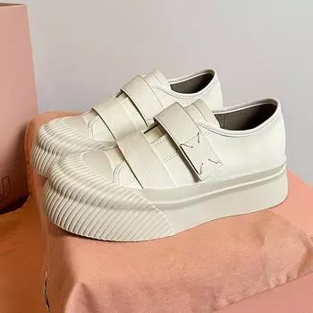 Большой круглый носок невидимая увеличивающая рост стелька липучка бисквит повседневные туфли женские туфли в стиле преппи белые 34 чёрный