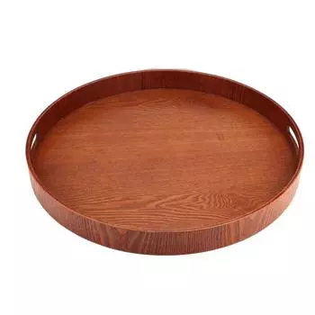 Большой круглый сервировочный поднос 50 см, деревянный поднос для еды, кухонные принадлежности для домашнего ресторана
