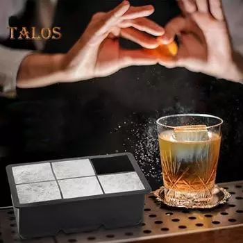 Большой квадратный лоток для льда с крышкой, штабелируемый, экономящий место, льдогенератор, легкосъемные формы для коктейлей из виски, кубиков льда для заморозки трав чёрный