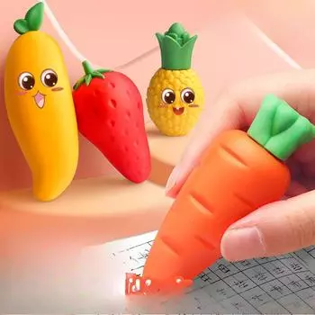 Большой ластик для фруктов, не оставляет крошек и следов, ластик для начальной школы, мультфильм «Сассафрас», большой ластик Strawberry/10PCS