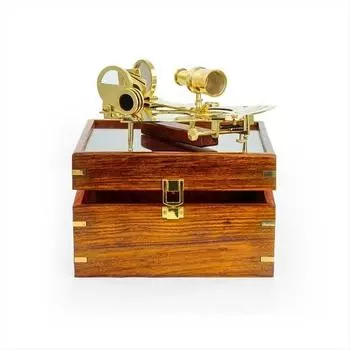 22,86 см большой латунный секстант со стеклянным деревянным ящиком Морская навигационная коллекция Пиратский подарок Идеи декора Морские инструменты