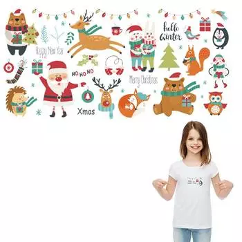 Большой лист с рождественскими элементами, термонаклейки, теплопередача, сделай сам, моющаяся футболка, украшение для джинсов, новая модная цветочная нашивка 28x13.8 cm