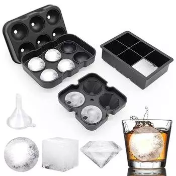 Большой лоток для кубиков льда, силиконовые формы для кубиков льда, круглая квадратная силиконовая форма для льда, виски, самодельный коктейльный ледяной шарик, лоток для кубиков льда в форме бриллианта