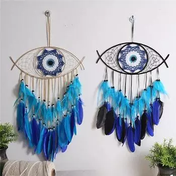 Большой Ловец снов ручной работы Настенный декор Орнамент Ремесла Ловцы снов Богемный домашний декор для девочек Детская Детская Ловец снов с перьями No Lamp