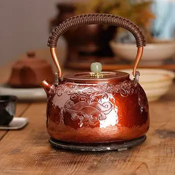 Большой медный чайник, винтажный чайник для кипячения воды, бытовой чайник без покрытия, фиолетовый медный чайник для кипячения воды, опрокидывающийся