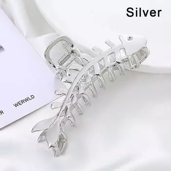 Большой металлический зажим для волос с когтями, нерегулярные заколки в виде рыбьей кости, серебряные заколки в стиле панк, женские заколки для волос, аксессуары для волос серебряный