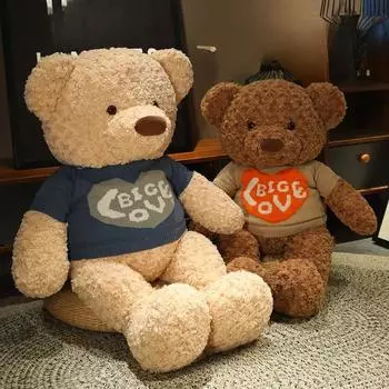 Большой милый розовый свитер плюшевый мишка кукла День святого Валентина игрушка Ваньронг обнимашка кукла для его девушки тряпичная кукла подарок 80CM синий