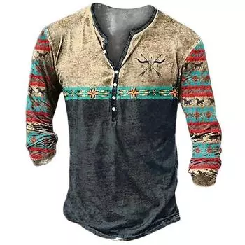 Большой мужской пуловер-футболка на пуговицах с V-образным вырезом, мужской пуловер-футболка с персонализированным необычным рисунком и принтом. S