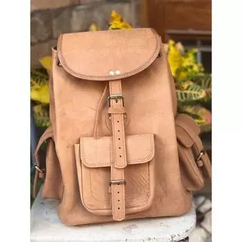 Большой мужской винтажный рюкзак из натуральной яловой кожи, дорожный рюкзак для ноутбука, спортивная сумка 16 x 9 x 8 in коричневый