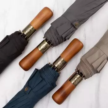 Большой мужской зонт в деловом стиле, автоматический зонт 115 см от дождя, двухслойный, 10 К, ветрозащитный, большие деревянные зонты для гольфа хаки