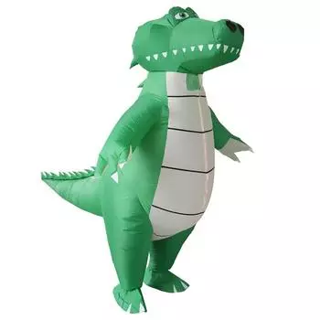 Большой надувной костюм аллигатора, для взрослых One size (150-190cm) зелёный